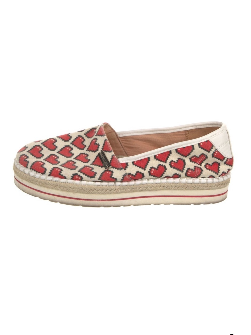 Love Moschino Cream Espadrille with Red Heart Print